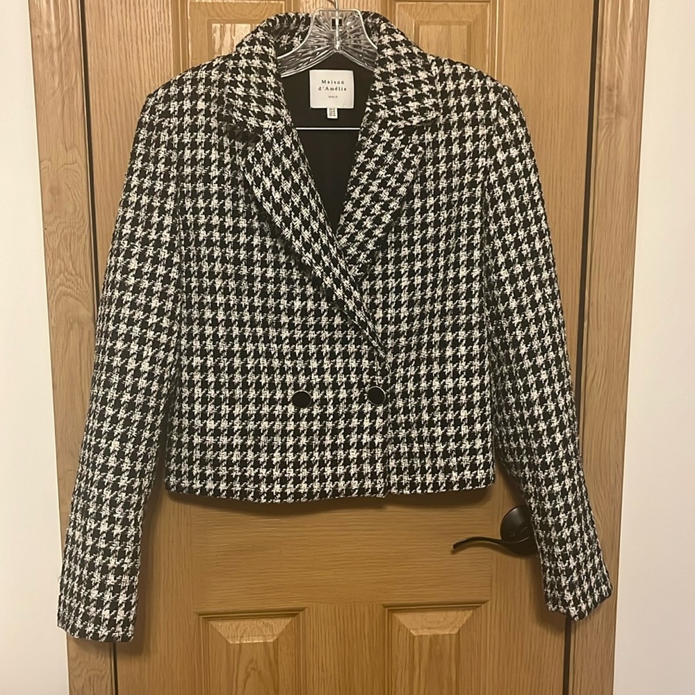 Maison d’amelie houndstooth cropped blazer size 10